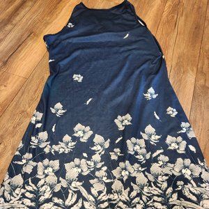 Navy & White Floral Tank Top Dress